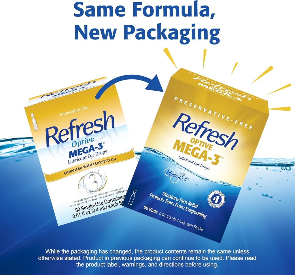 Refresh Optive MEGA-3 Lubricant Eye Drops Preservative-Free Artificial Tears, 0.01 fl oz (0.4 mL), 30 Single-Use Containers 4