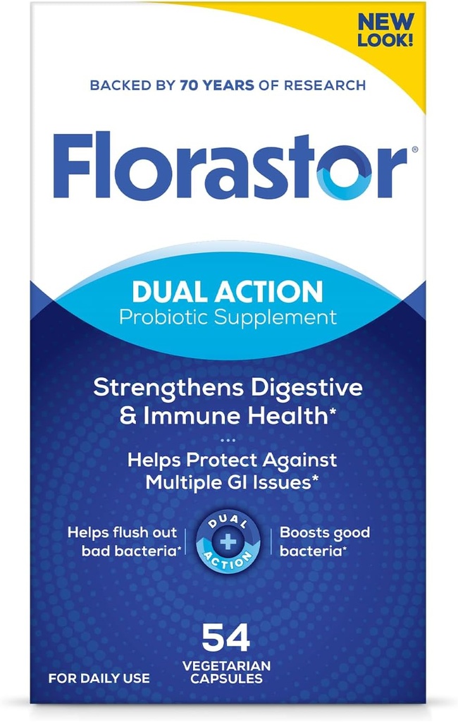 Florastor Probiotics for Digestive and Immune Health, 54 Capsules, Probiotics for Women & Men, Helps Flush Out Bad Bacteria, Boosts The Good with Our Strain Saccharomyces Boulardii, Packaging May Vary 2
