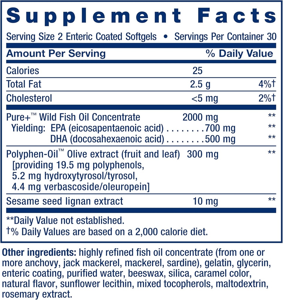 Life Extension Super Omega-3 EPA/DHA Fish Oil, Sesame Lignans & Olive Extract – Heart Health, Brain Health, Inflammation Health Support, Gluten-Free, Enteric-Coated, Non-GMO, 60 Softgels 4
