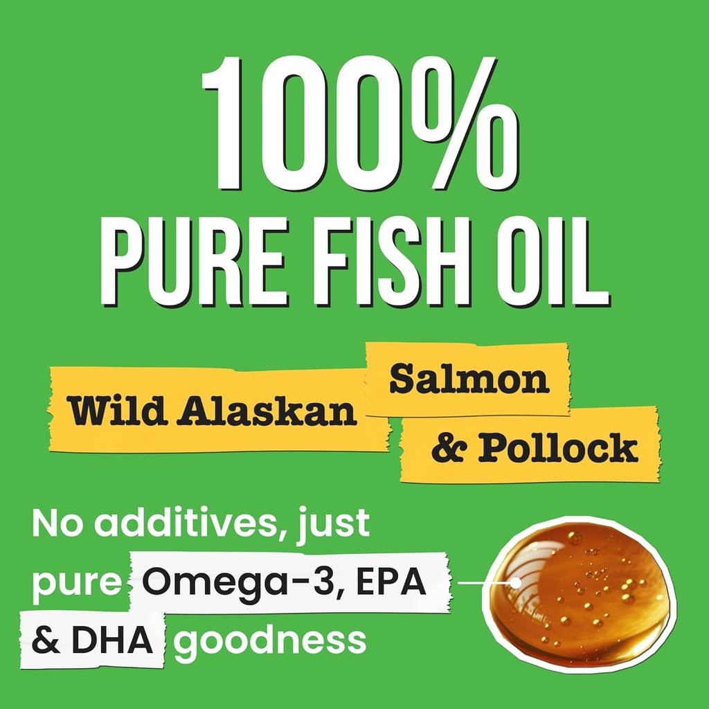 Omega 3 Fish Oil for Dogs & Cats - Made with Wild Alaskan Salmon Oil; Liquid Fish Oil Supplement for Pets with Omega 3 EPA+DHA Fatty Acids; Real Ingredients, Real Taste — Trusted by Vets! 3