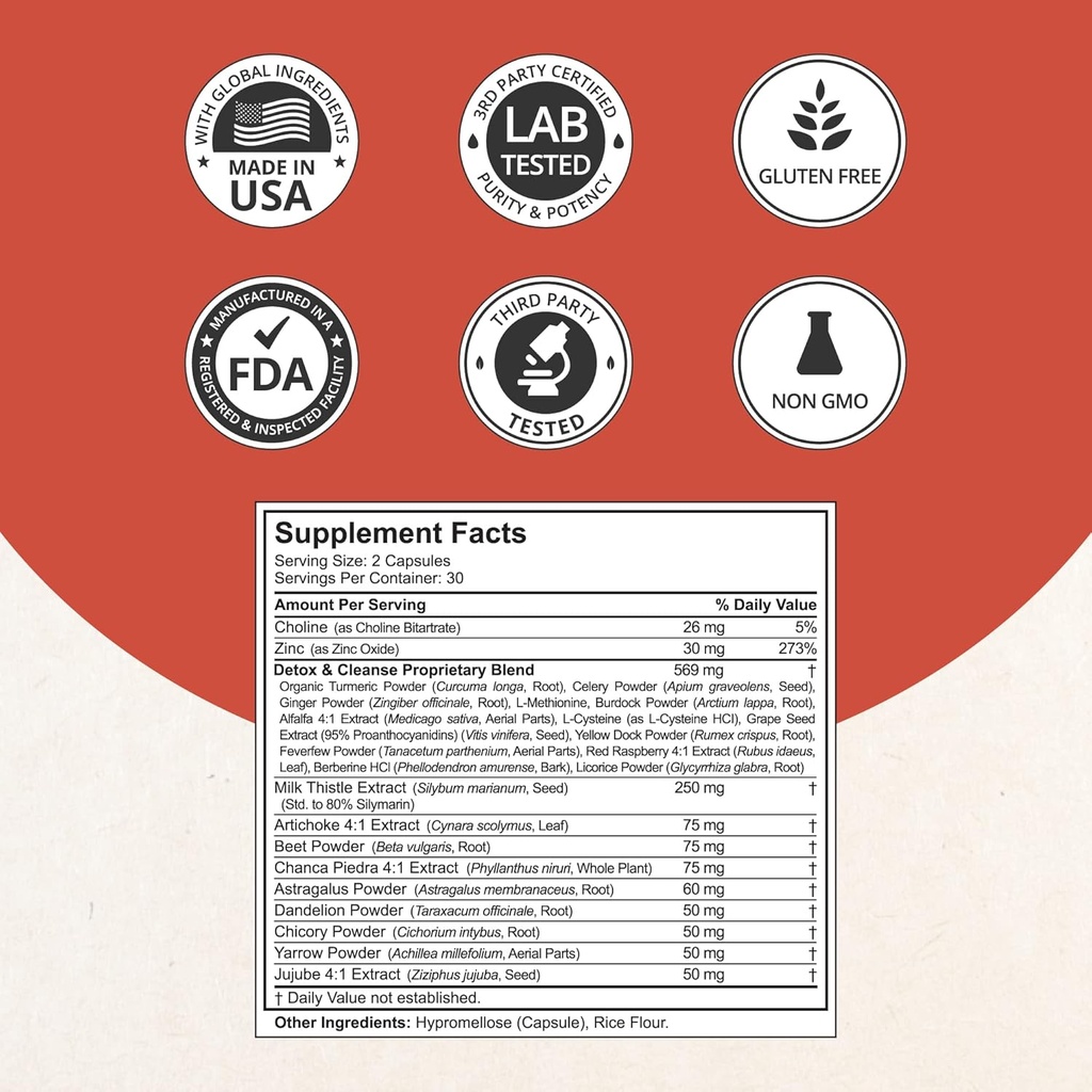 LiverTox - Advanced Liver Detox & Cleanse Formula - Herbal Liver Support with Milk Thistle, Turmeric, Artichoke, Dandelion, Beet & Zinc Helps Liver Function & Digestion | 60 Vegan Capsules 3