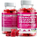 Quercetin Gummies - 2500MG Quercetin with Bromelain L-theanine & Zinc - Pure Supplement for Immune System Lung and Allergy Support - Immunity Booster Vegan Supplements for Kids & Adults - 2 Pack 2