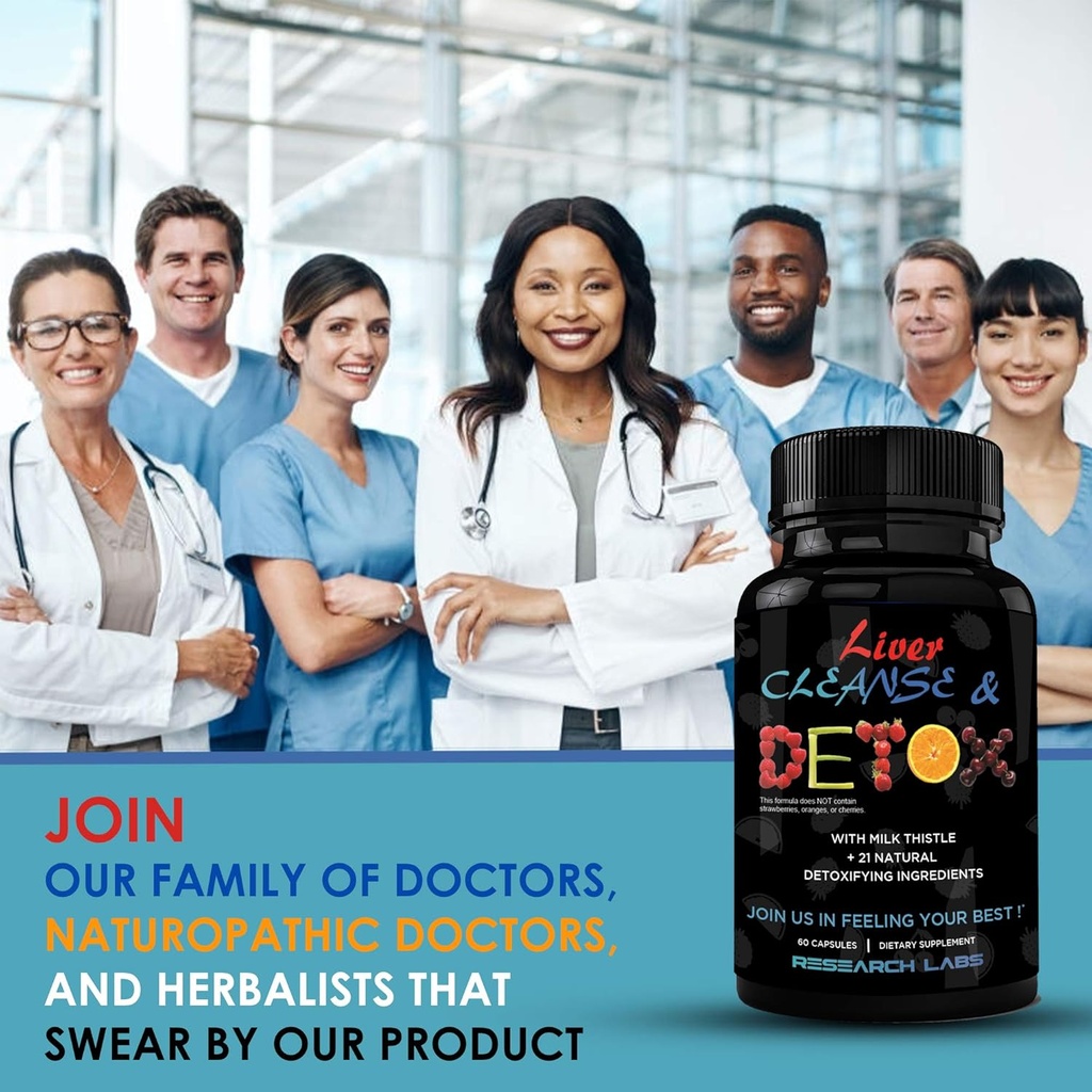 Research Labs 2 Pack Doctor Recommended Premium Liver Detox Cleanse & Support w/Milk Thistle, Beet Root, Dandelion. 23 Powerful Herbs for Powerful Detoxification 4