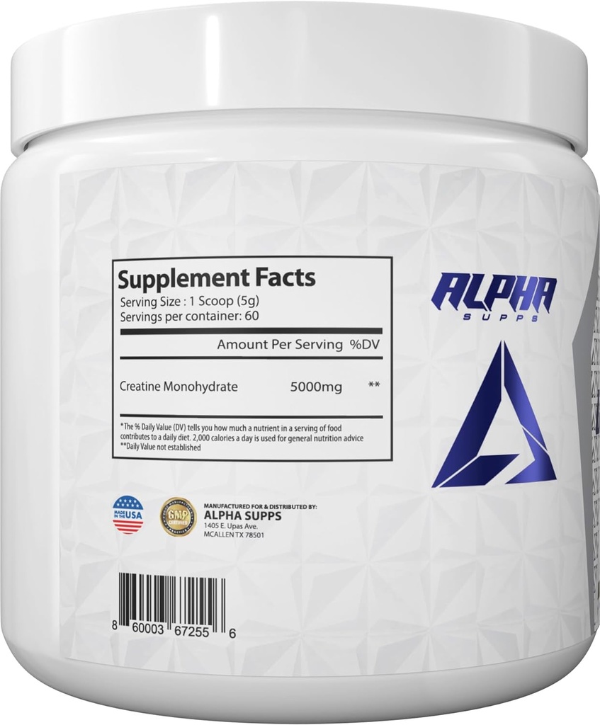 Alpha Supps - Alpha Creatine Monohydrate Powder Supports Muscle Growth | Micronized | Unflavored | 300 Grams - 60 Servings 5