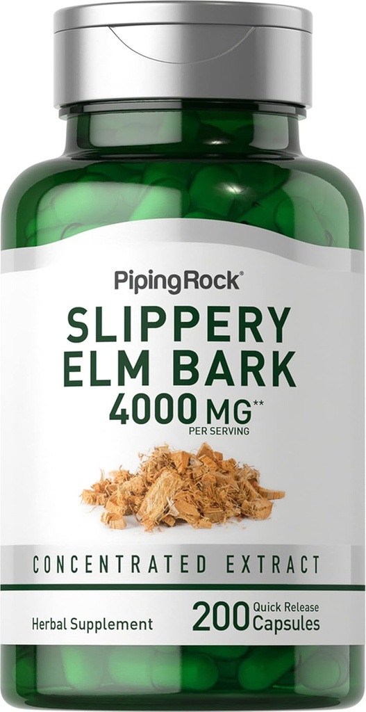 Piping Rock Slippery Elm Bark Capsules | 4000mg | 200 Pills | Herb Supplement for Women and Men | Non-GMO, Gluten Free 2