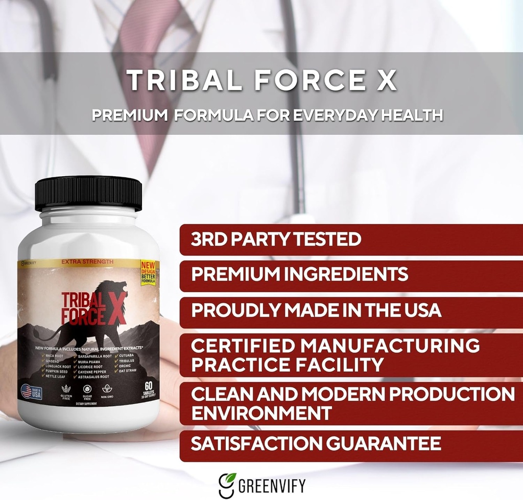 Tribal Force X Extra Strength Natural Supplement, 60 Tablets, Gluten Free, Non-GMO, 30 Day Supply (1) 6