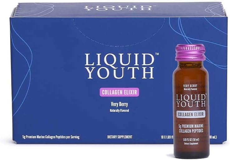 Liquid Collagen Elixir Shot for Women & Men - Premium Liquid Marine Collagen for Hair Growth, Skin, Nail, Bone & Joint Health - Travel-Friendly (Very Berry, 10 Servings Per Box) 2