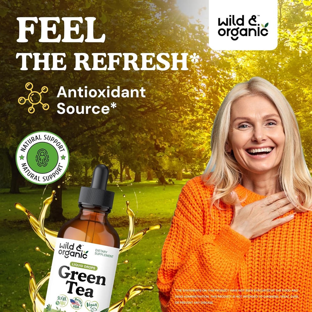 Wild & Organic Turmeric Ginger Tincture 4 fl oz & Green Tea Tincture 4 fl oz 5