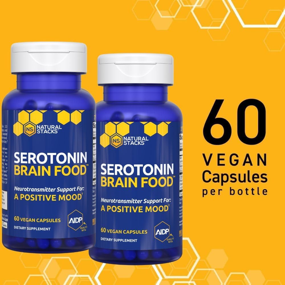 Serotonin Brain Food - 1250mg L-Tryptophan & 400mg Rhodiola Rosea Supplement - Mood Support Supplement for Stress Relief - Neurotransmitter Support with Magnesium Glycinate & Zinc - 120 Capsules 6