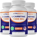 Vitamatic L-Carnitine Fumarate 1000 mg - 120 Vegetable Capsules (3 Bottles) 2