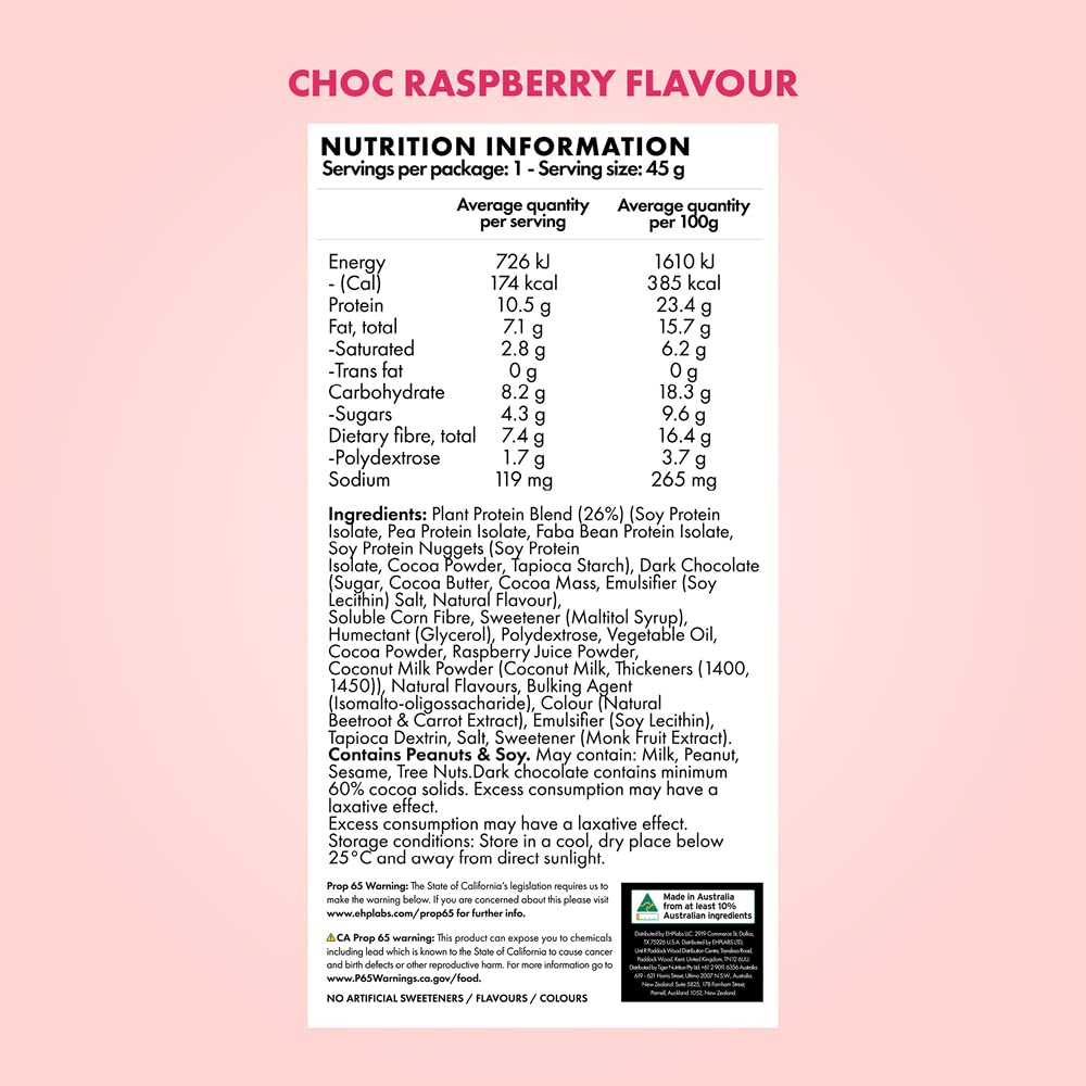 Blessed Vegan Protein Bars - Plant Based Protein Bars Low Calorie High Protein Meal Replacement Bar - Dairy Free, Nutritious Vegan Snacks - 12 Pack Chocolate Raspberry 3