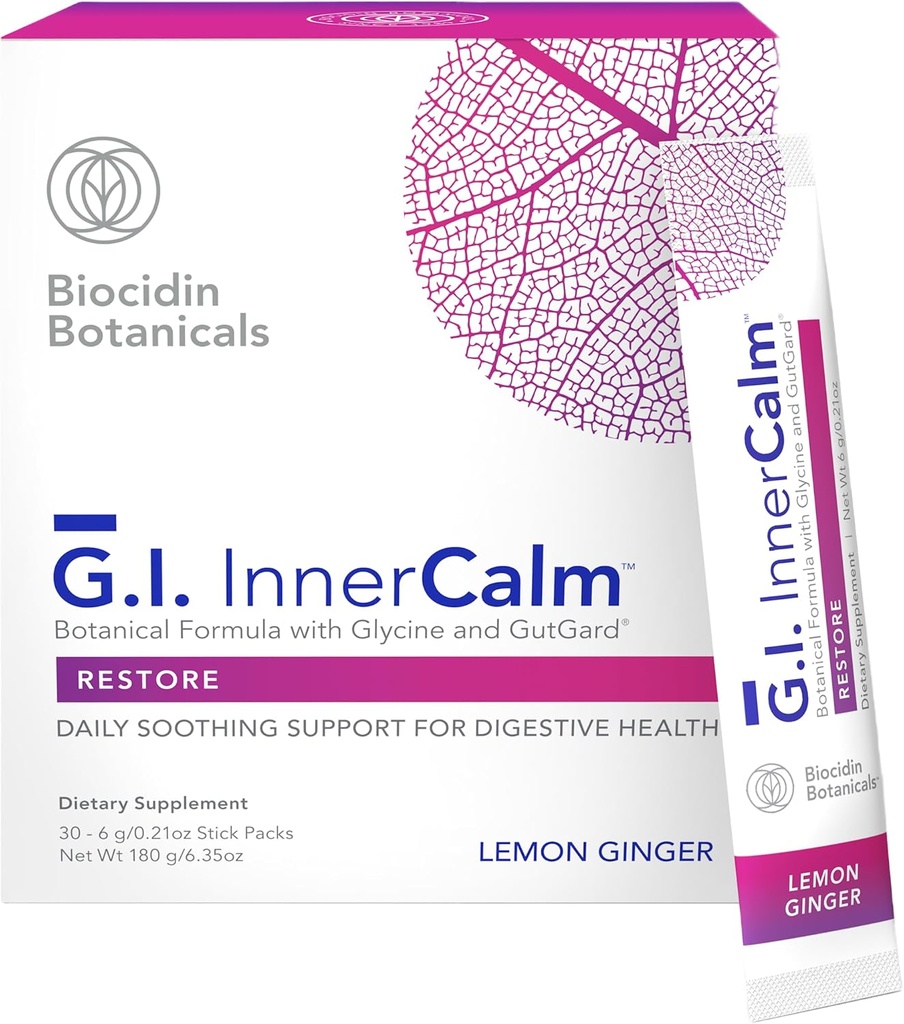 Bio-Botanical Research Biocidin Drink Mix - GI InnerCalm - Support Digestive Health, GI Detox, Healthy Mood & Sense of Relaxation - Soothing Formula with Glycine & No Glutamine (30 Stick Packs) 2