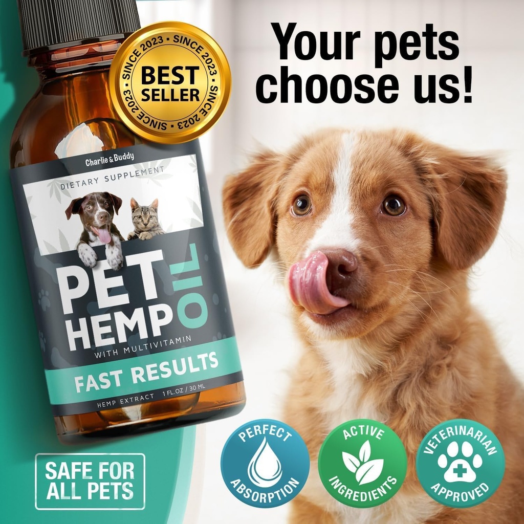 Charlie & Buddy Hemp Оil for Dogs Cats - Helps Pets with Аnxiеty, Pаin, Strеss, Slееp, Аrthritis, Sеizures Rеlief - Нiр Jоint Hеalth - Cаlming Trеats 4