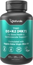 Naturalis Vegan Vitamin D3 + K2 from Algae | 5000iu Vitamin D with 120mcg MK7 Vitamin K | Vegan Society Certified, Sustainably Sourced, Better Than Animal Derived | 60 Veggie Softgels 2
