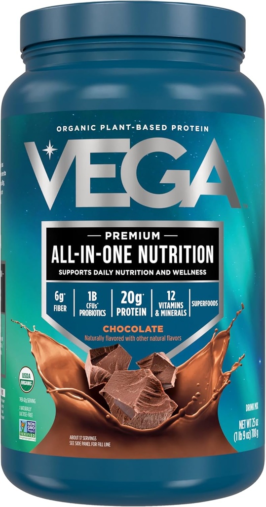 Vega Organic All-in-One Vegan Protein Powder, Chocolate - Superfood Ingredients, Vitamins for Immunity Support, Keto Friendly, Pea Protein for Women & Men, 25 Oz (Packaging May Vary) 2