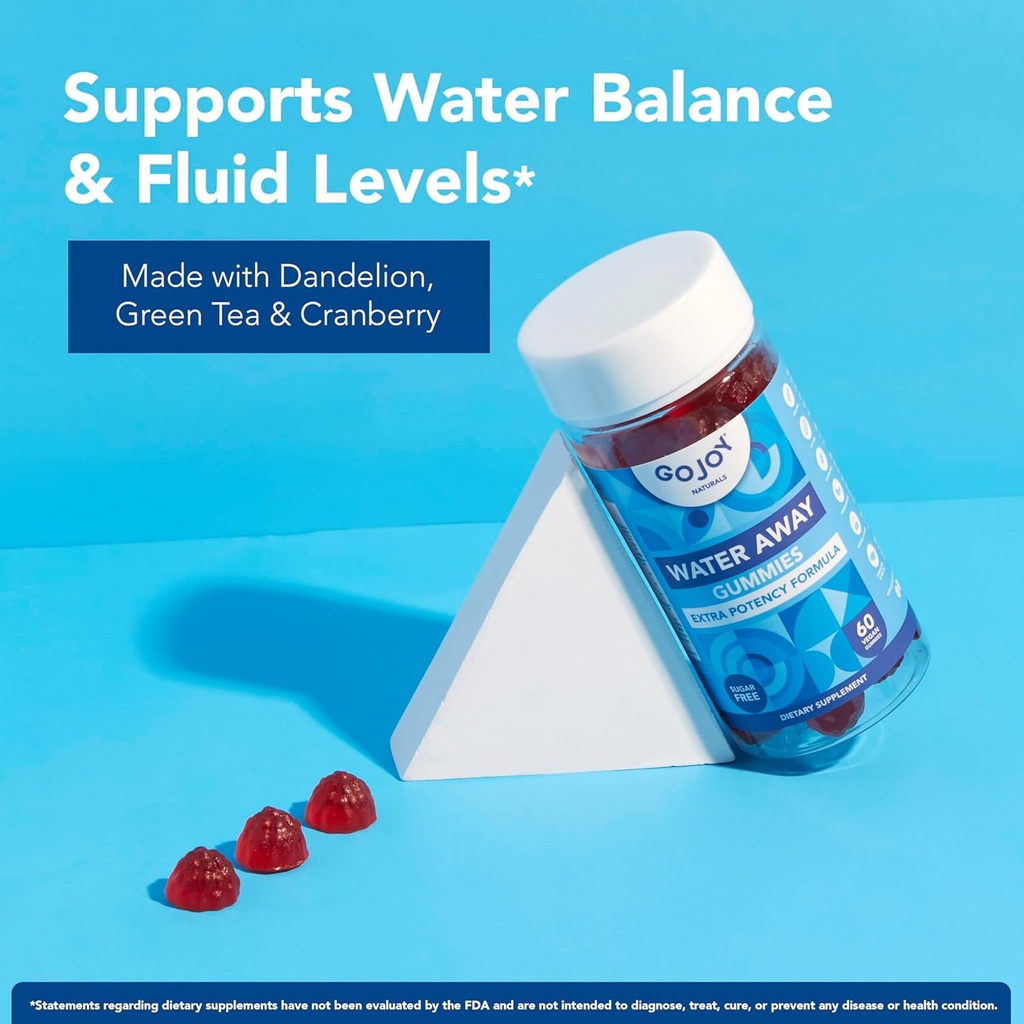 GOJOY Water Away Gummies – Natural Diuretic Support for Water Retention & Hydration Balance – Herbal Formula with Dandelion – 60 Vegan Gummies 2