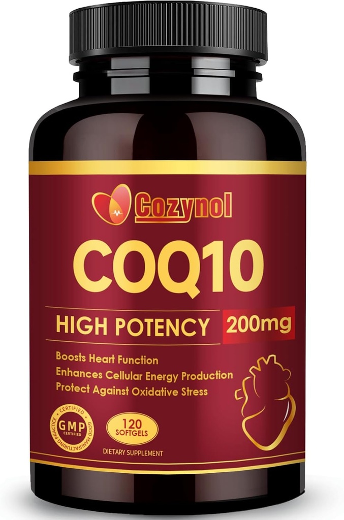 CoQ10 200mg Softgels with PQQ & Omega 3, Maximum Absorption Coenzyme Q10, Powerful Antioxidant for Heart & Energy Health, 120 Count, 4 Month Supply, Non-GMO 2