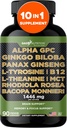 Gade Nutrition Alpha GPC + Ginkgo Biloba + Panax Ginseng + L- Tyrosine, L-Theanine, Bocopa Monnieri, Rhodiola Rosea, B12, MCT 2
