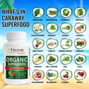 Organic Superfoods Vitamins Super Greens Complex by Caraway Vitamins 1,350 mg per Serving 28 Fruits Vegetables Greens 60 Count Tablets Non-GMO Natural for Men & Women 3