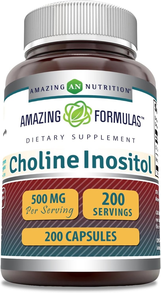 Amazing Formulas Choline & Inositol Supplement | 500 Mg Per Serving | Capsules | Non-GMO | Gluten-Free | Made in USA (1 Pack, 200 Count) 2