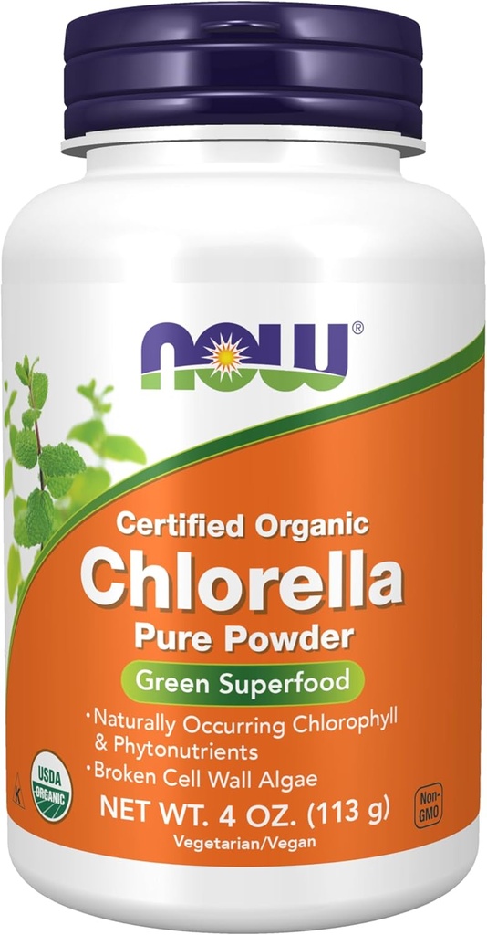 NOW Foods Supplements, Organic Chlorella Powder with naturally occurring Chlorophyll, Beta-Carotene, mixed Carotenoids, Vitamin C, Iron and Protein, 4-Ounce 2