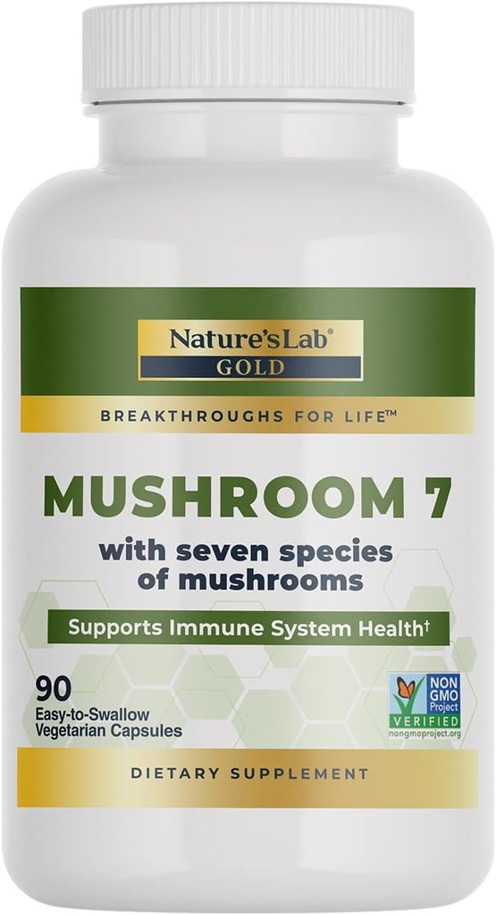 Nature's Lab Mushroom 7 Organic Blend - Benefits The Immune System, Cell Function and Endurance - 90 Capsules (45 Servings) 2