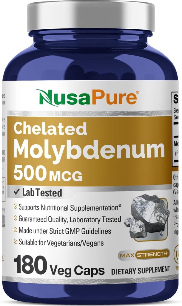 NusaPure Chelated Molybdenum 500 mcg 180 Vegetarian Caps (Vegan, Non-GMO) 2