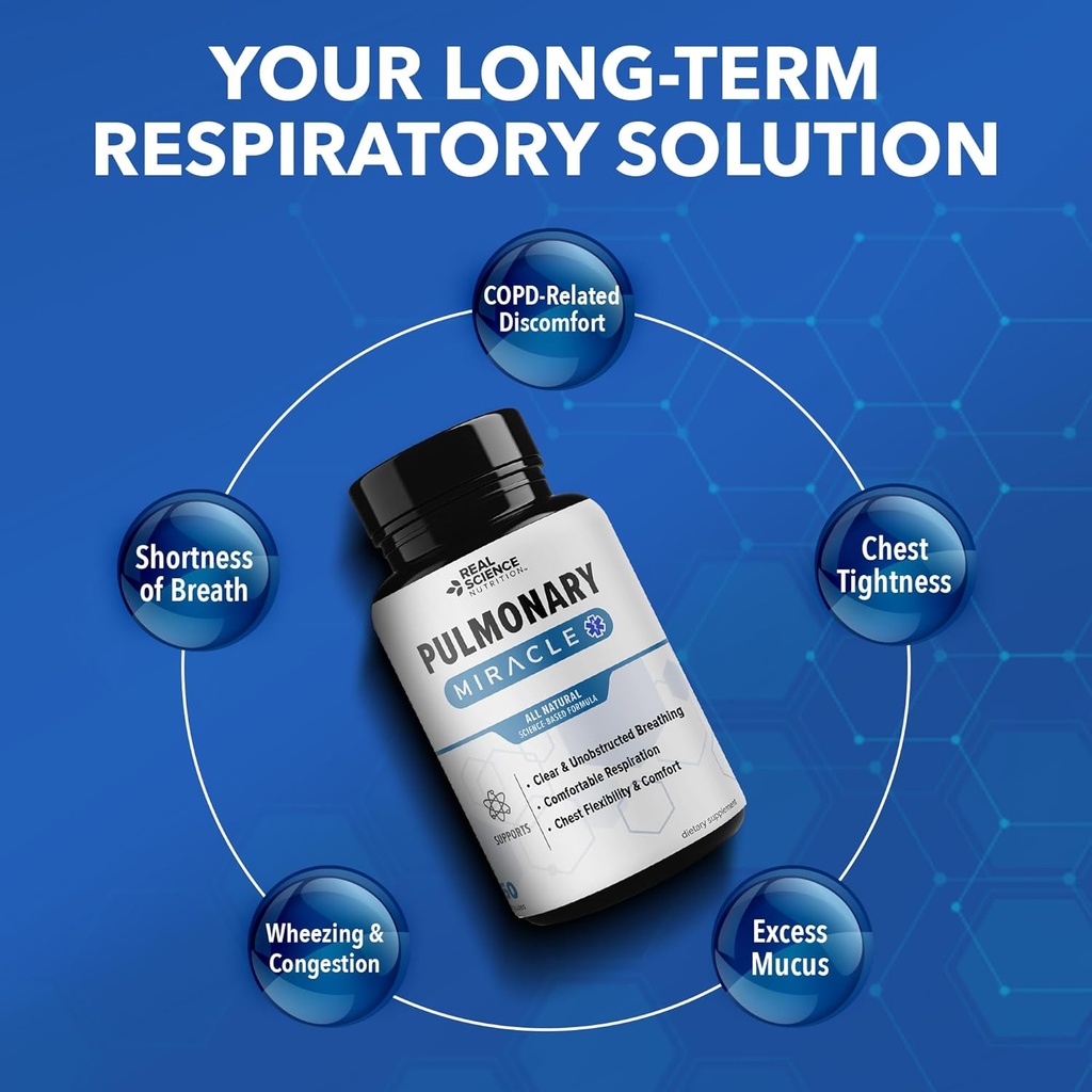 Pulmonary Miracle COPD Relief and Lung Detox Capsules to Clear Lungs & Aid Breathing - Lung Support Supplement with Vinitrox & GABA for Long-Term Cough & Respiratory Relief, 60 Caps 4