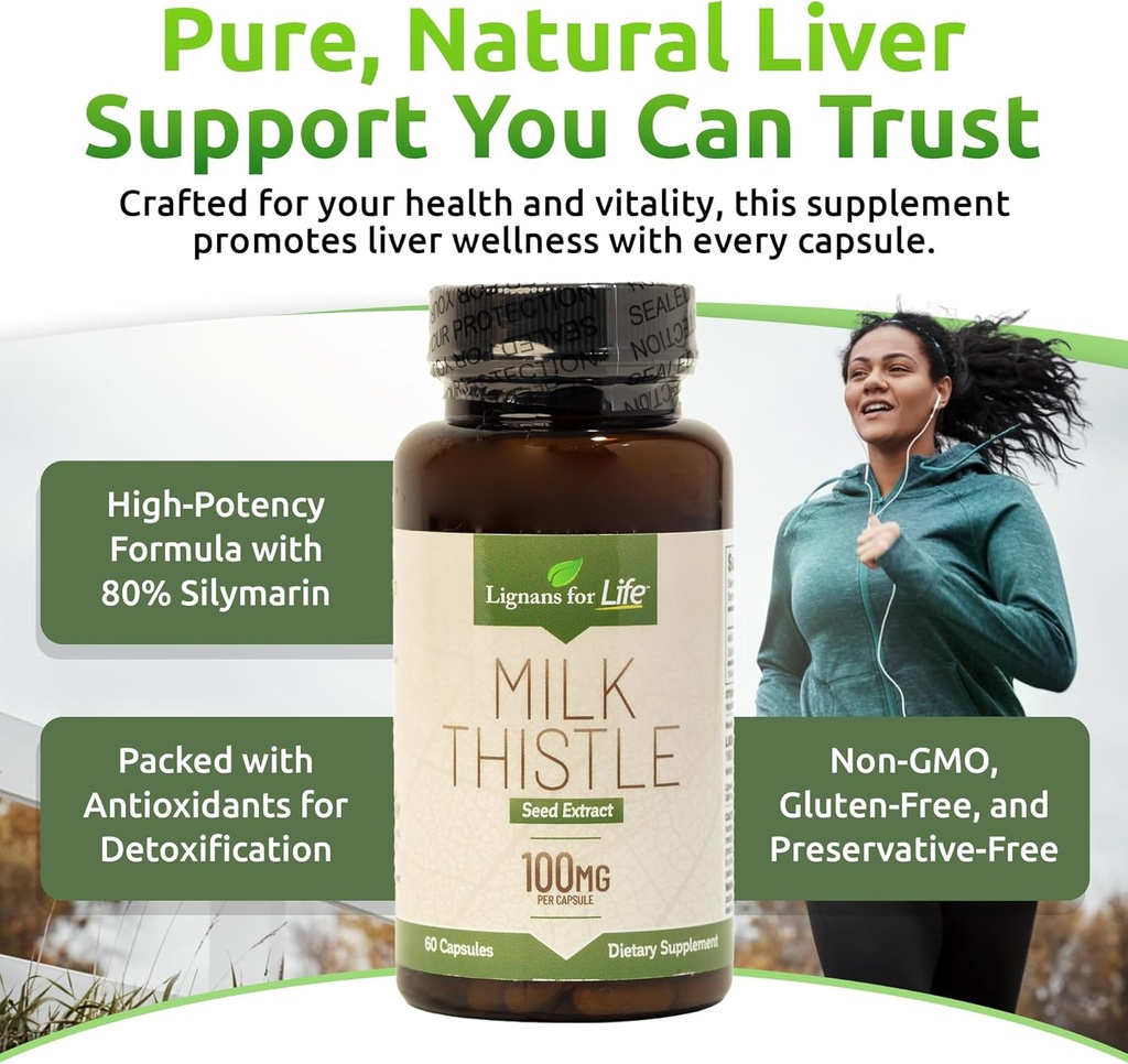 Lignans for Life Milk Thistle Seed Extract Herbal Supplement for Dogs, 100mg - 60 Vegetarian Capsules, Canine Liver Health 3