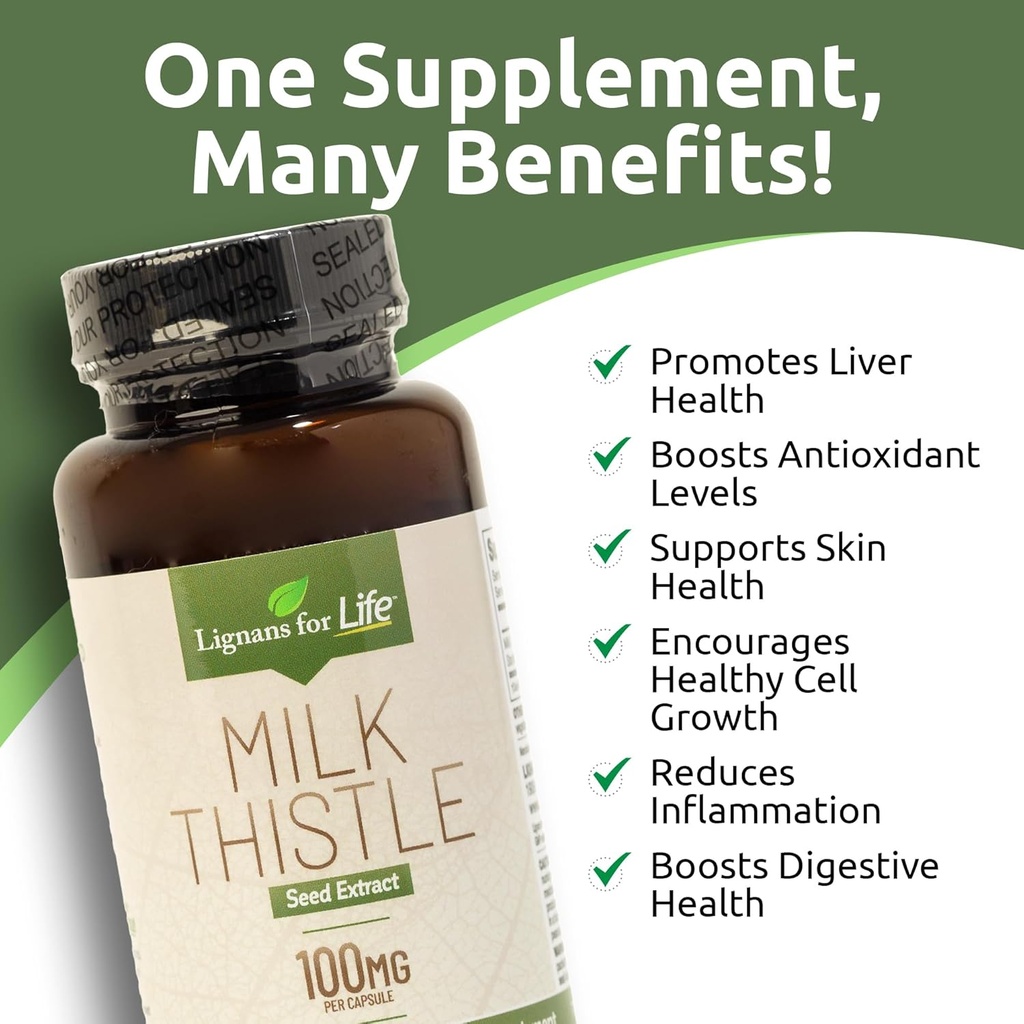 Lignans for Life Milk Thistle Seed Extract Herbal Supplement for Dogs, 100mg - 60 Vegetarian Capsules, Canine Liver Health 4