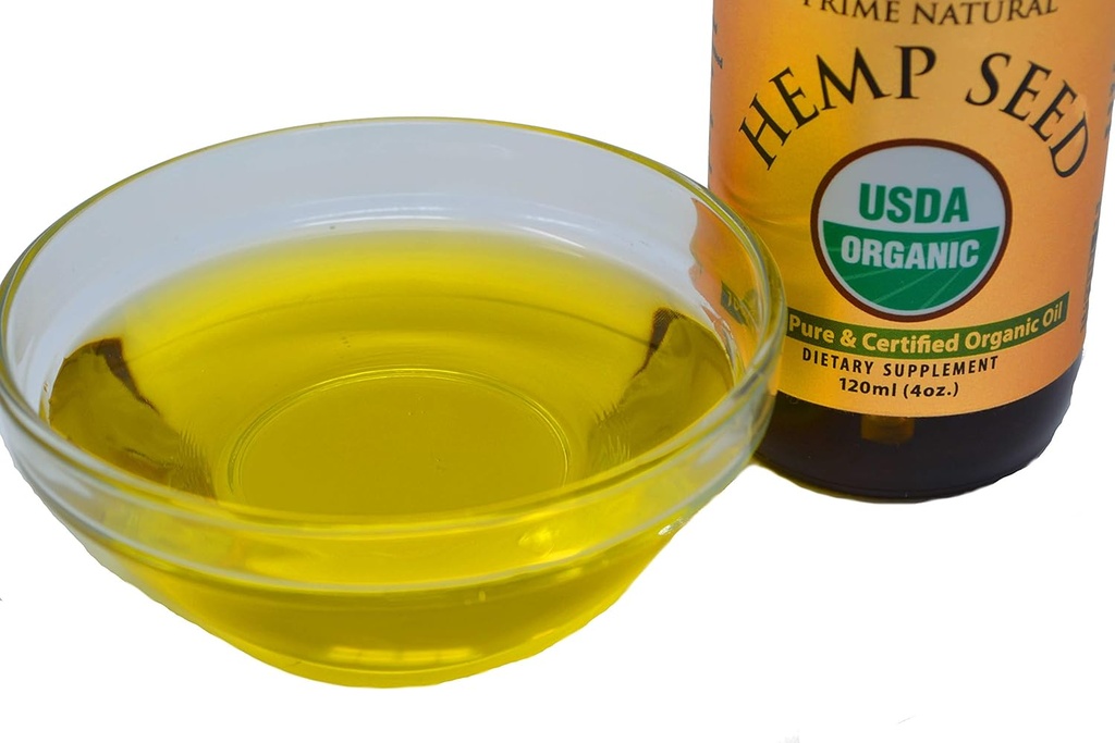 PRIME NATURAL Organic Hemp Seed Oil 4oz - USDA Certified - Sativa Oil - Pure, Cold Pressed, Virgin, Unrefined, Vegan, Food Grade - High Omega 3 6 9 Fatty Acids - Good for Face, Body, Skin & Hair Care 5