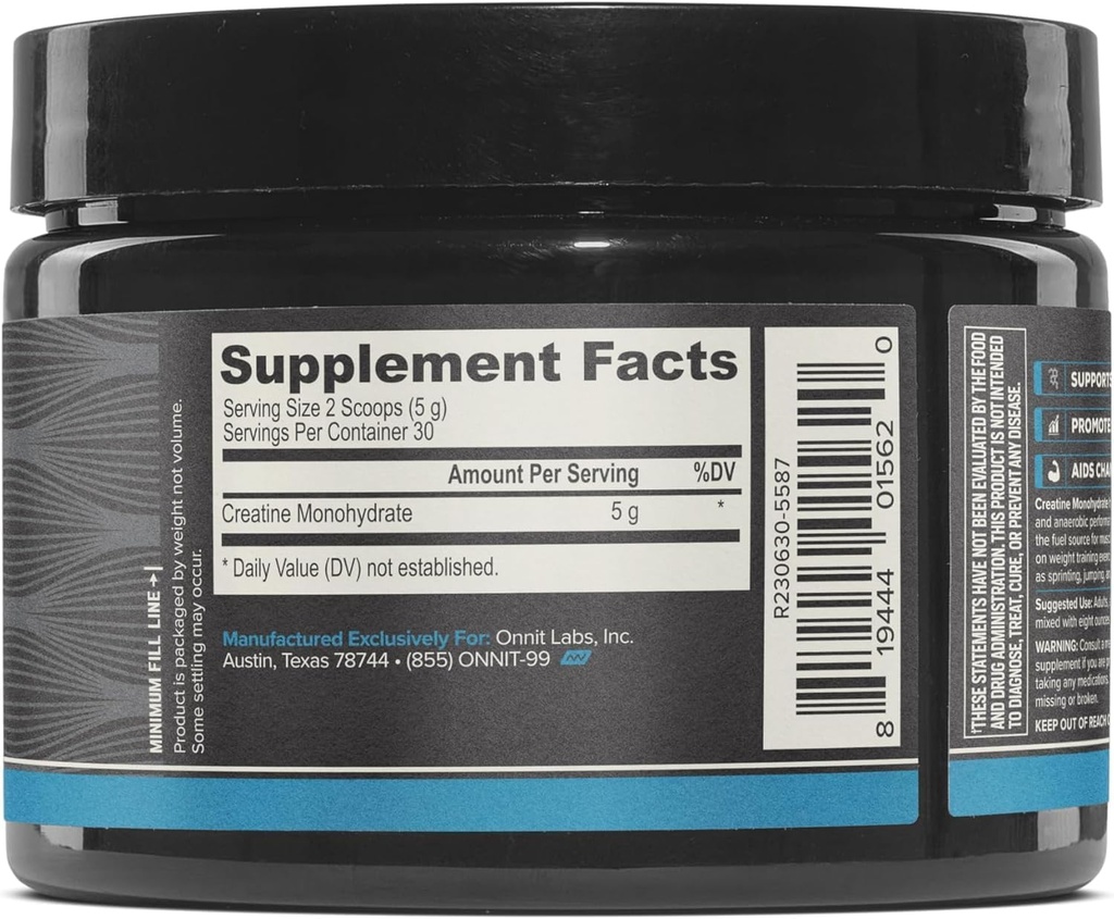 ONNIT Creatine Monohydrate Powder – IGEN™ Non-GMO Tested, 5g Premium Creatine for Muscle Strength, Power & Lean Mass, Supports Brain Health & Cellular Energy, Unflavored, 30 Servings, 5.29 oz 3