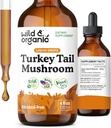 Wild & Organic Turkey Tail Mushroom Tincture - Immune Support Drops with Turkey Tail Extract - Liquid Mushroom Supplement for Gut Support - Vegan, Sugar & Alcohol-Free - 4 fl oz 2