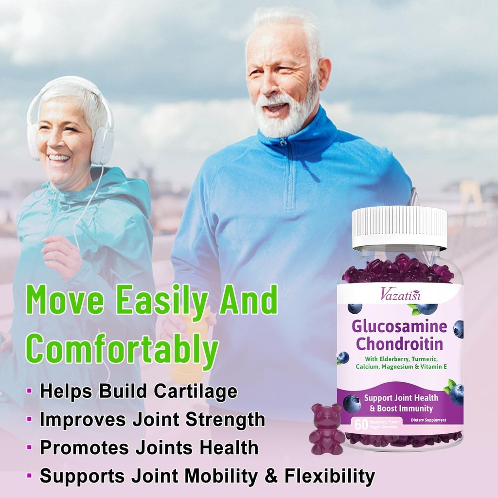 Glucosamine Chondroitin Gummies - Glucosamine Gummies with MSM, Turmeric & Boswellia, Support Cartilage, Joint Structure & Tissue, Joint Support Supplement for Men and Women - 60 Cts 5