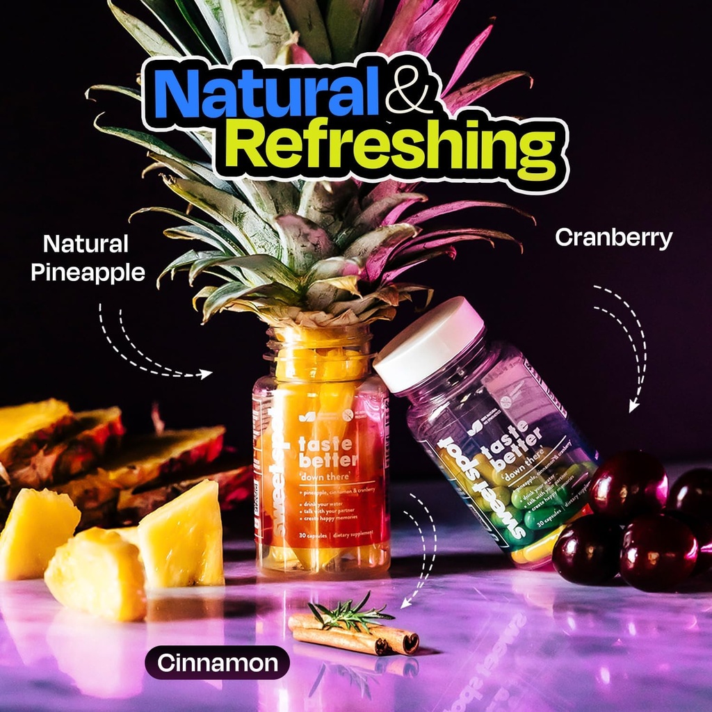 Pineapple Probiotics for Men – 500mg Sweet Spot Formula with Pineapple Extract, Cranberry & Cinnamon, Supports pH Balance & Freshens Taste, 60 Capsules, Made in The USA 4