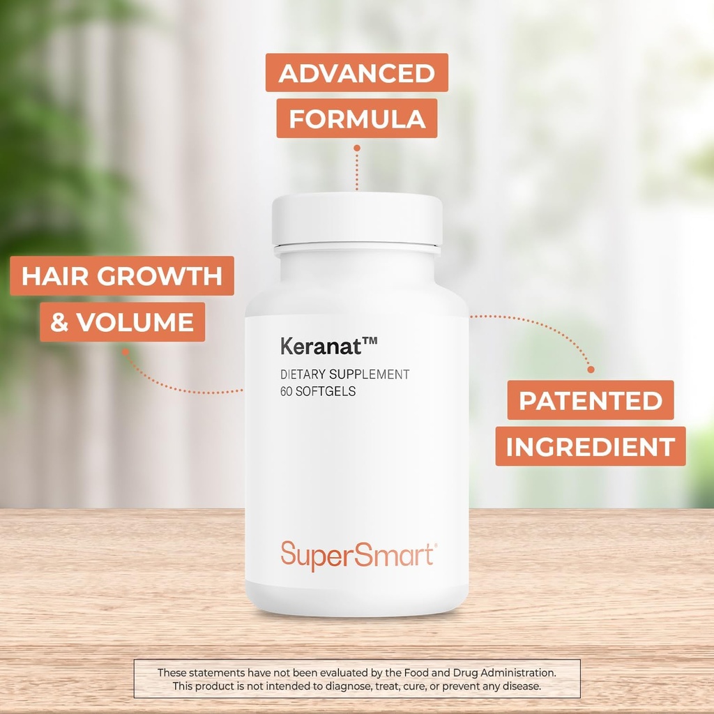 Supersmart - Keranat (Advanced Formula with Biotin) - Hair Supplement for Volume & Growth - Hair Loss Vitamins | Non-GMO & Gluten Free - 60 Softgels 4