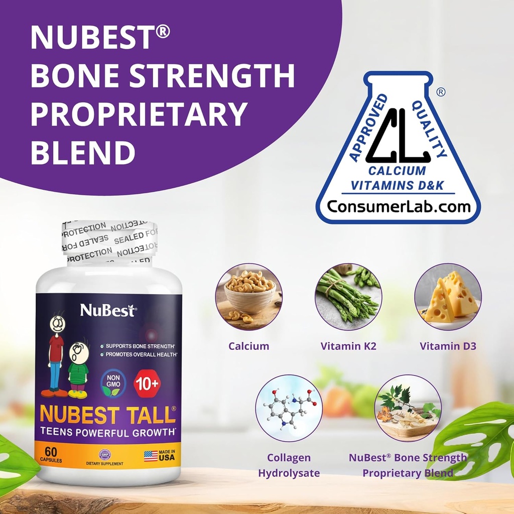 NuBest Tall 10+ - Advanced Bone Strength Formula - Supports Immunity, Healthy Development & Optimal Wellness - for Children (10+) & Teens Who Drink Milk Daily - Pack 2 | 2 Months Supply 3