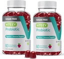 Viteey Probiotic Gummies for Women, Men & Teens, 2 Billion CFUs - Sugar Free - Immune Booster, Digestive Support, Gut Health - Vegan, Gelatin Free, GMO Free - Tasty Chewable Raspberry Flavored Gummy 2