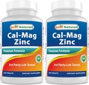 2 Packs - Best Naturals Calcium Magnesium Zinc - 180 Tablets - Essential Cal Mag Zinc Mineral Complex (Total 360 Tablets) 2