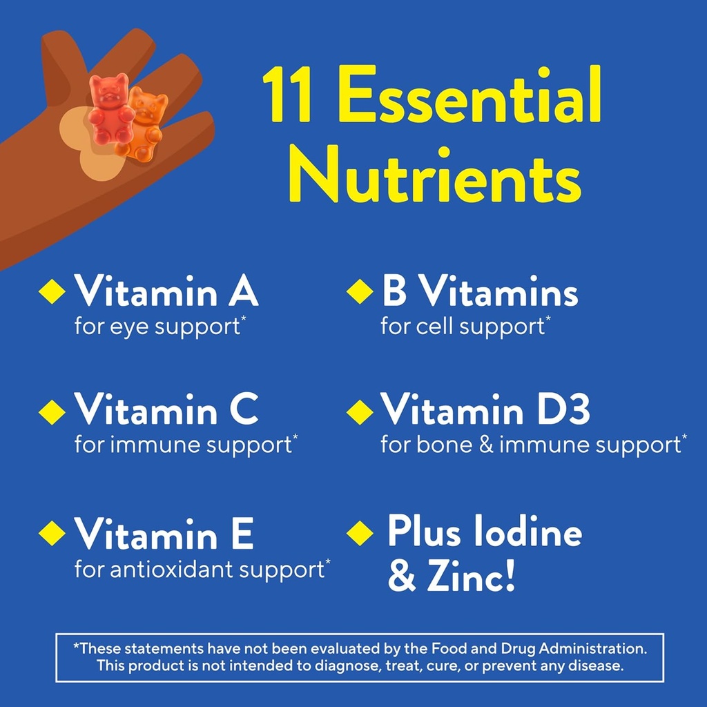 L’il Critters Gummy Vites No Sugar Added Daily Gummy Multivitamin for Ages 2+ Toddlers & Kids, Vitamin C, D3 for Immune, Strawberry and Orange Flavors, 100 Gummies 4