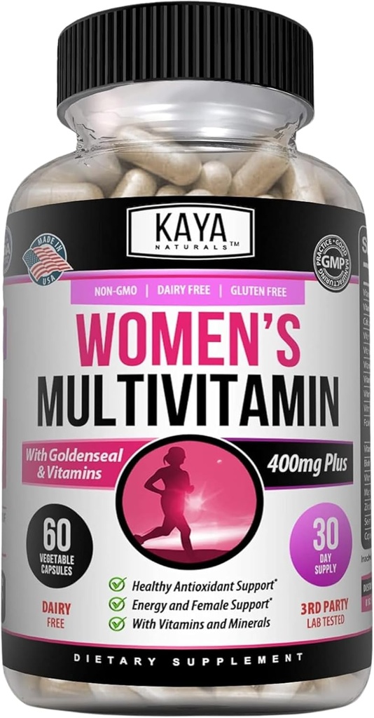 Kaya Naturals Women's Multivitamin, Overall Healthy Antioxidant, and Immune Support, Vitamins A, D, C, E, Biotin, Folic Acid, & Multi-Mineral, Energy & Metabolism Vitamin Supplement 60 Count 2