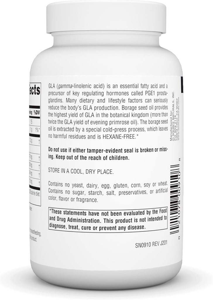 Source Naturals Mega-GLA 300 - Borage Seed Oil That is Hexane-Free - 30 Softgels 4