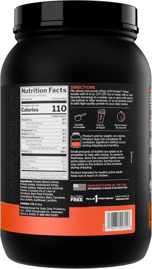 Rule 1 R1 Protein Whey Isolate - with 25g Protein & 6g BCAA Exclusively from Isolated & Hydrolyzed Sources for Workout Recovery (2 Pounds*, Orange Dreamsicle) 3