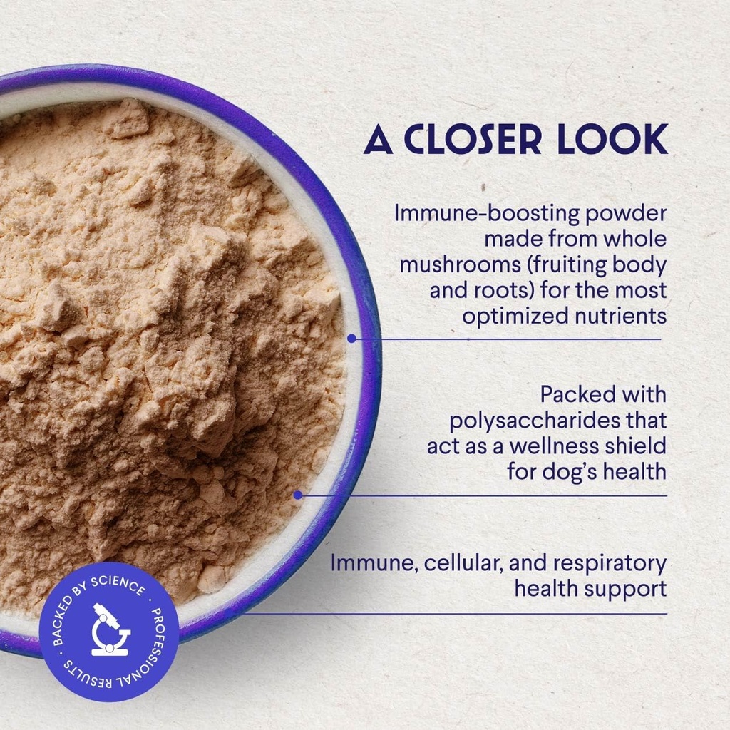 Wonder Paws Organic Turkey Tail Mushroom for Dogs – Powerful Turkey Tail for Dogs Mushroom Powder for Immunity, Respiratory, Digestion & Cellular Health–with Beta Glucans & Polysaccharides- 2.12 oz 4