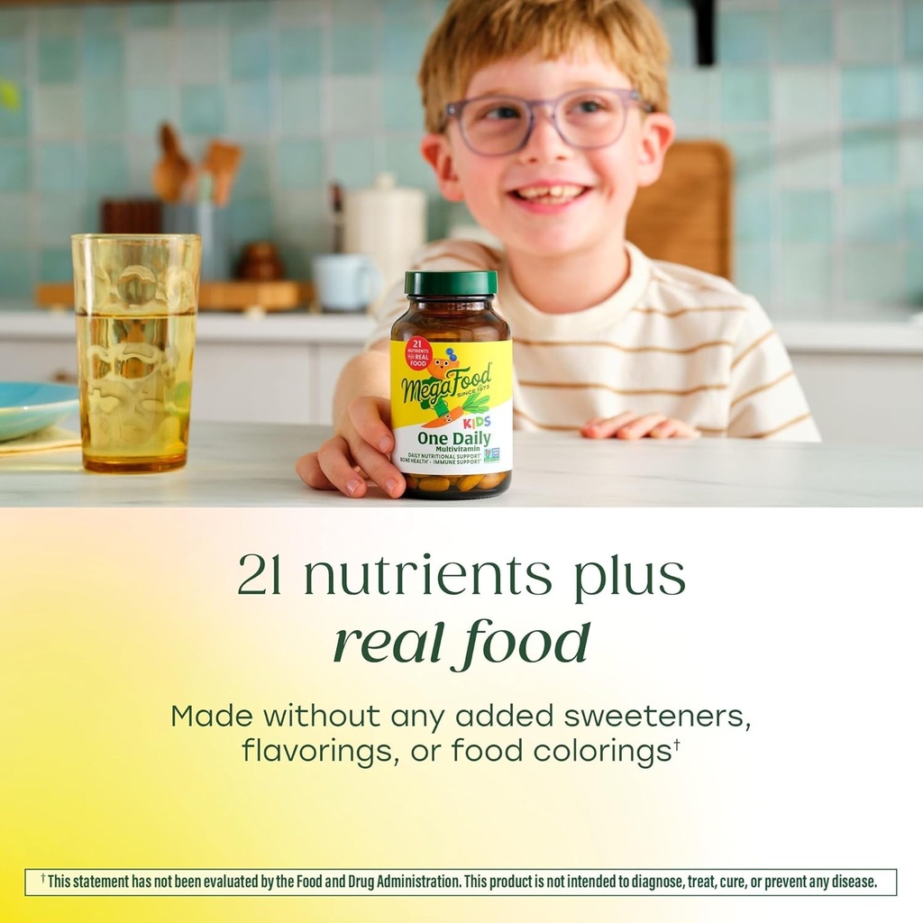 MegaFood Kids One Daily Multivitamin - Convenient Mini Multivitamin for Kids - with Zinc, Vitamins C, B & D - Vegetarian, Gluten Free, Non GMO - 30 Tablets, 30 Servings 5