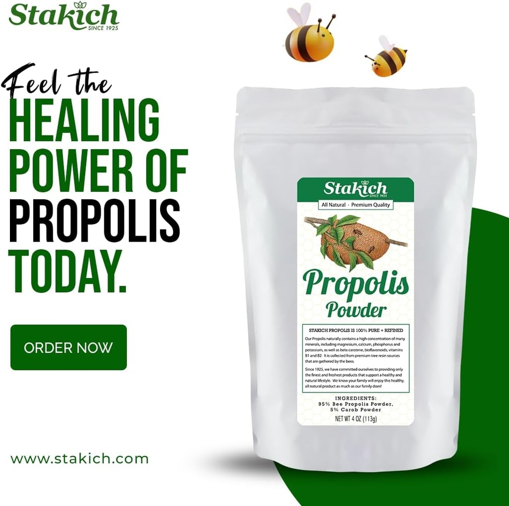 Stakich Bee Propolis Powder - All Natural- 1 Pound (16 Ounce) 4
