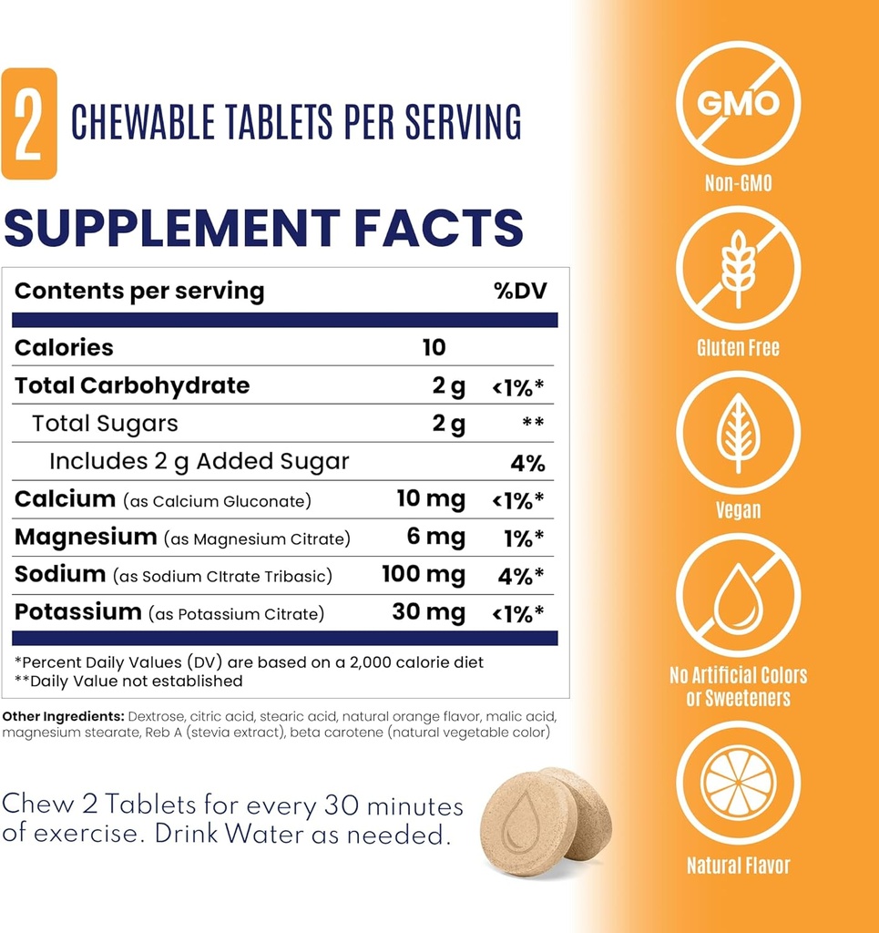 SaltStick Electrolyte FastChews - 60 Orange Chewable Electrolyte Tablets - Salt Tablets for Runners, Sports Nutrition, Electrolyte Chews - 60 Count Bottle 6