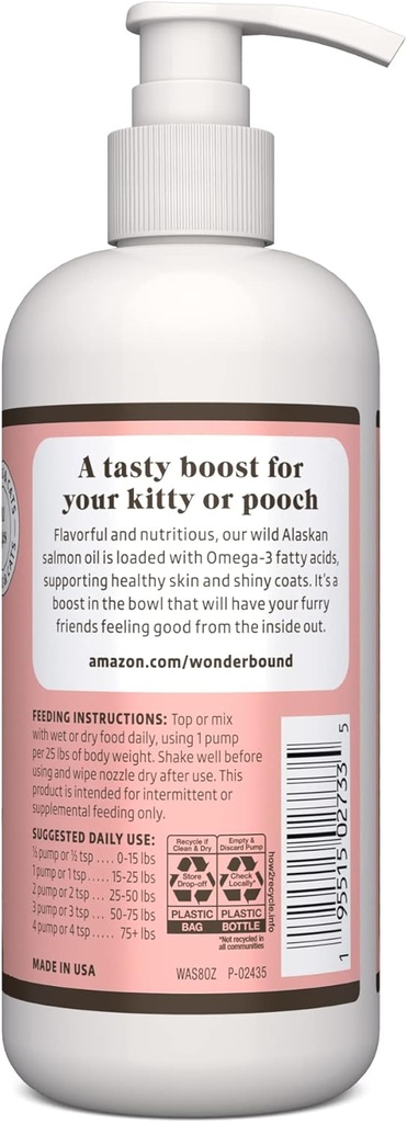 Brand - Wonder Bound Wild Alaskan Salmon Oil - Skin and Coat Support, Omega 3 Supplement for Dog and Cat , 8 fl oz 3