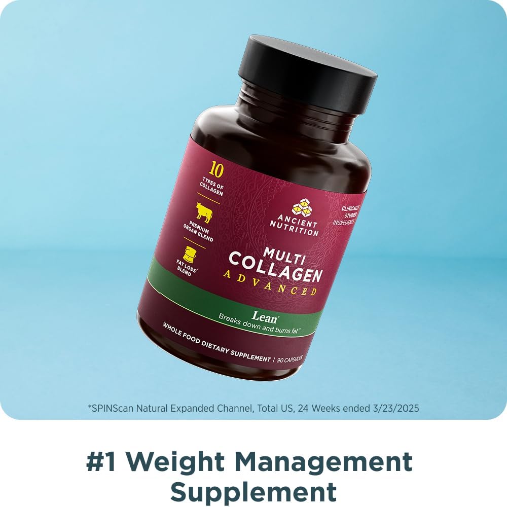 Ancient Nutrition Multi Collagen Advanced Lean with Probiotics, Hydrolyzed Collagen Peptides Supports Healthy Weight Loss and Fat Loss, 90 Count 4