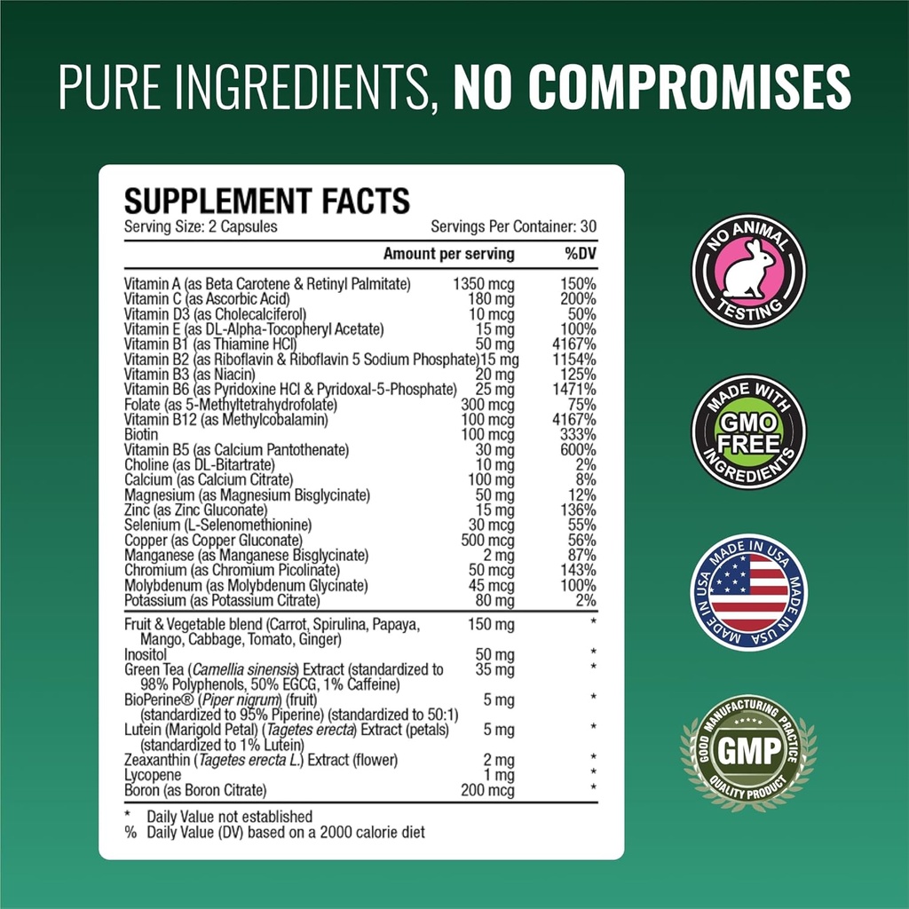 Approved Science Multi-Vitamin - with Full-Spectrum B-Vitamins, Green Tea, Lutein, Lycopene, Zeaxanthin, BioPerine - 360 Capsules - 6 Month Supply 5